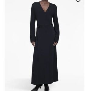Anine Bing Black Helene Long wrap Dress